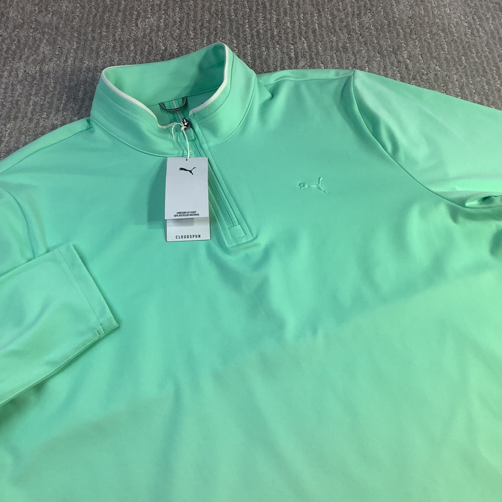 Puma Cloudspun Tech 1/4 Zip Golf Pullover Mint Jelly Mens Size Large NWT